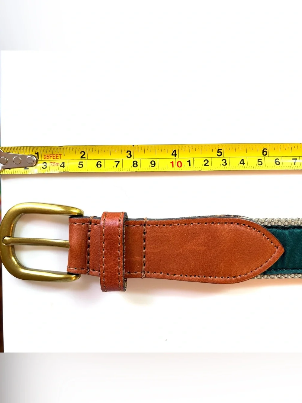 Vintage Prestwick Golf Club Logo Mens Green Belt Seejays SZ 36  Canvas Leather